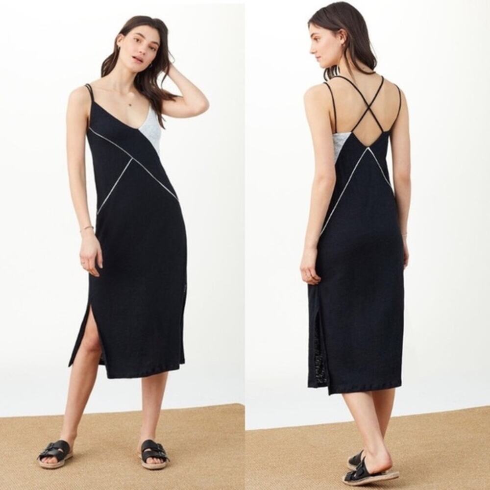 NWT Splendid x Margherita Positano Slip Dress Navy Blue‎ Grey Colorblock Medium